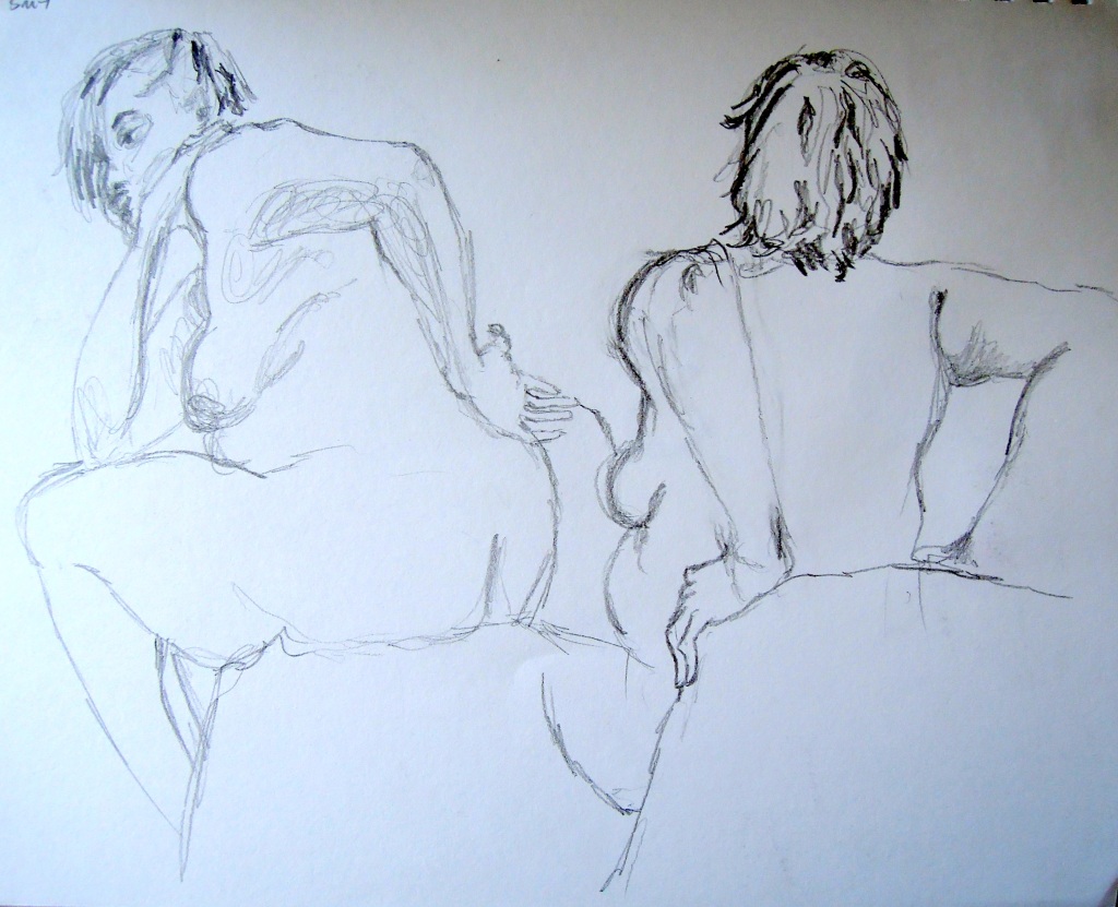 Sketches of a seated nude woman, by Lisa Hsia